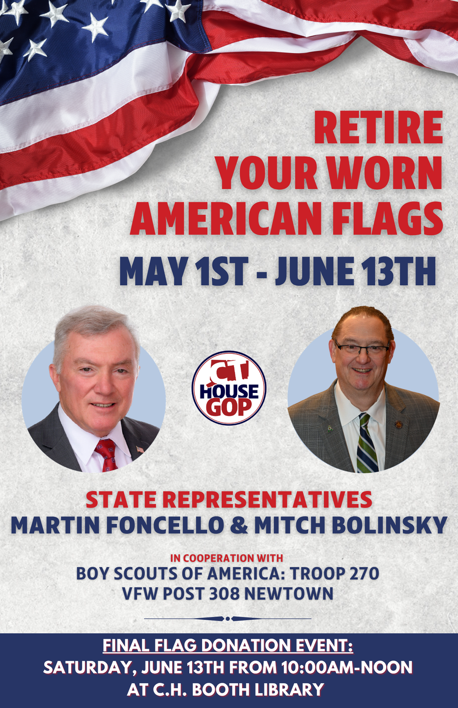 Newtown Legislators Sponsor Retired Flag Collection